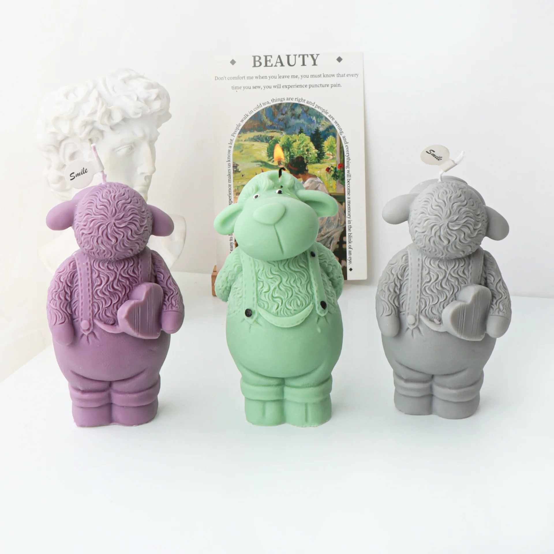 

Standing Strap Pants Sheep Candle Silicone Mold Handmade Aromatherapy Candle Expanding Gypsum Decoration Gift Handmade