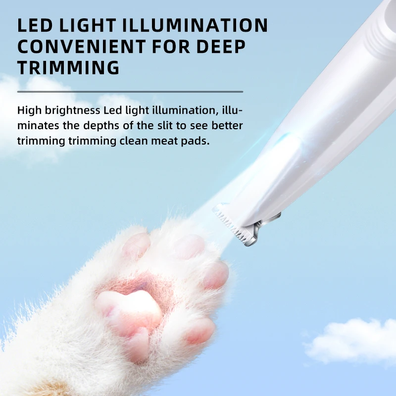 Pet Dog Electric Groomer Trimmer Pet Foot Hair Trimmer Low Noise Cat Dog Face Foot Ear Hip Paw Shaver with LED Light Waterproof