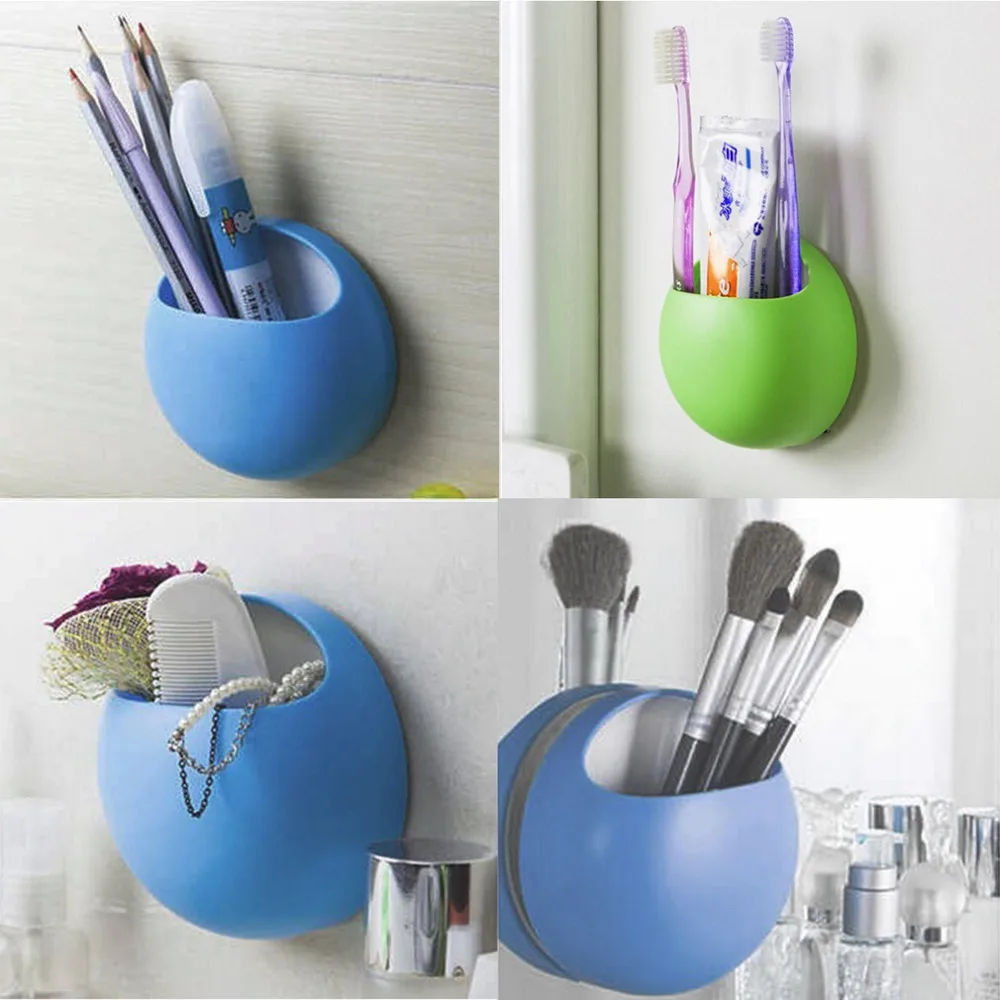 Toothbrush Holder Toiletries Toothpaste Holder Wall Suction Bathroom Sets Cup Tooth Brush Container Wall Stand Hook Organizer