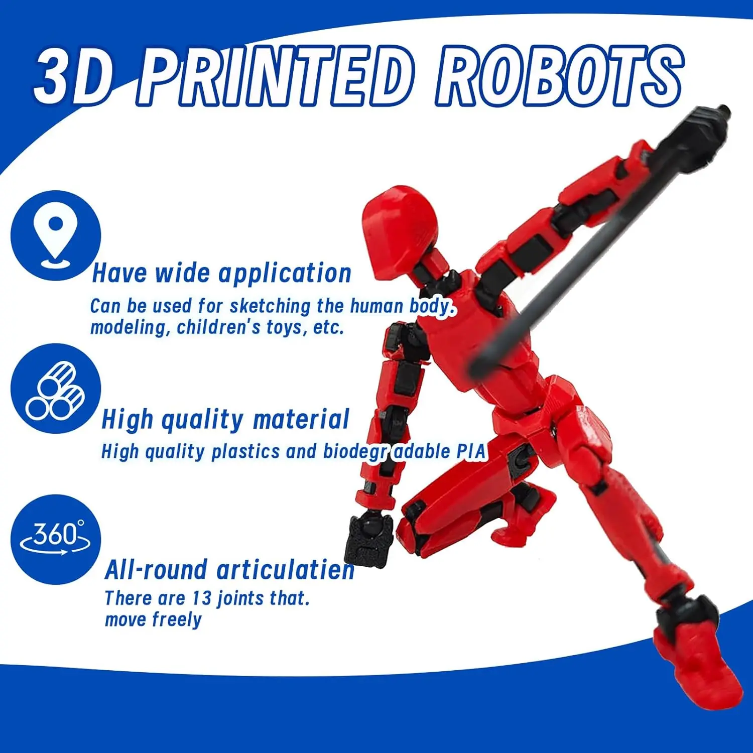 Children's doll 13 joint movable 3D printed toy, 3rd generation dummy DIY assembly full body decompression artifact 3