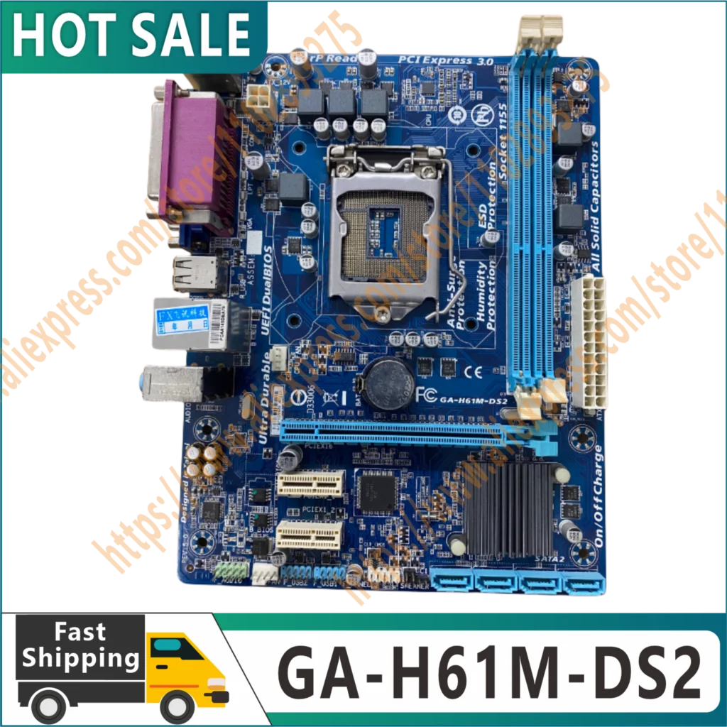 OriginalGAH61MDS2MotherboardLGA1155DDR316GBForIntelH61H61M