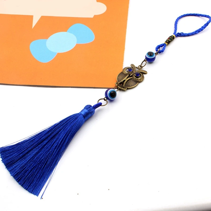 Turkish Blue Evil Eye Amulets Wall Hanging Pendant Home Decor Owl Tassel Ornament Home Car Protection Good Luck Blessing Gift 5