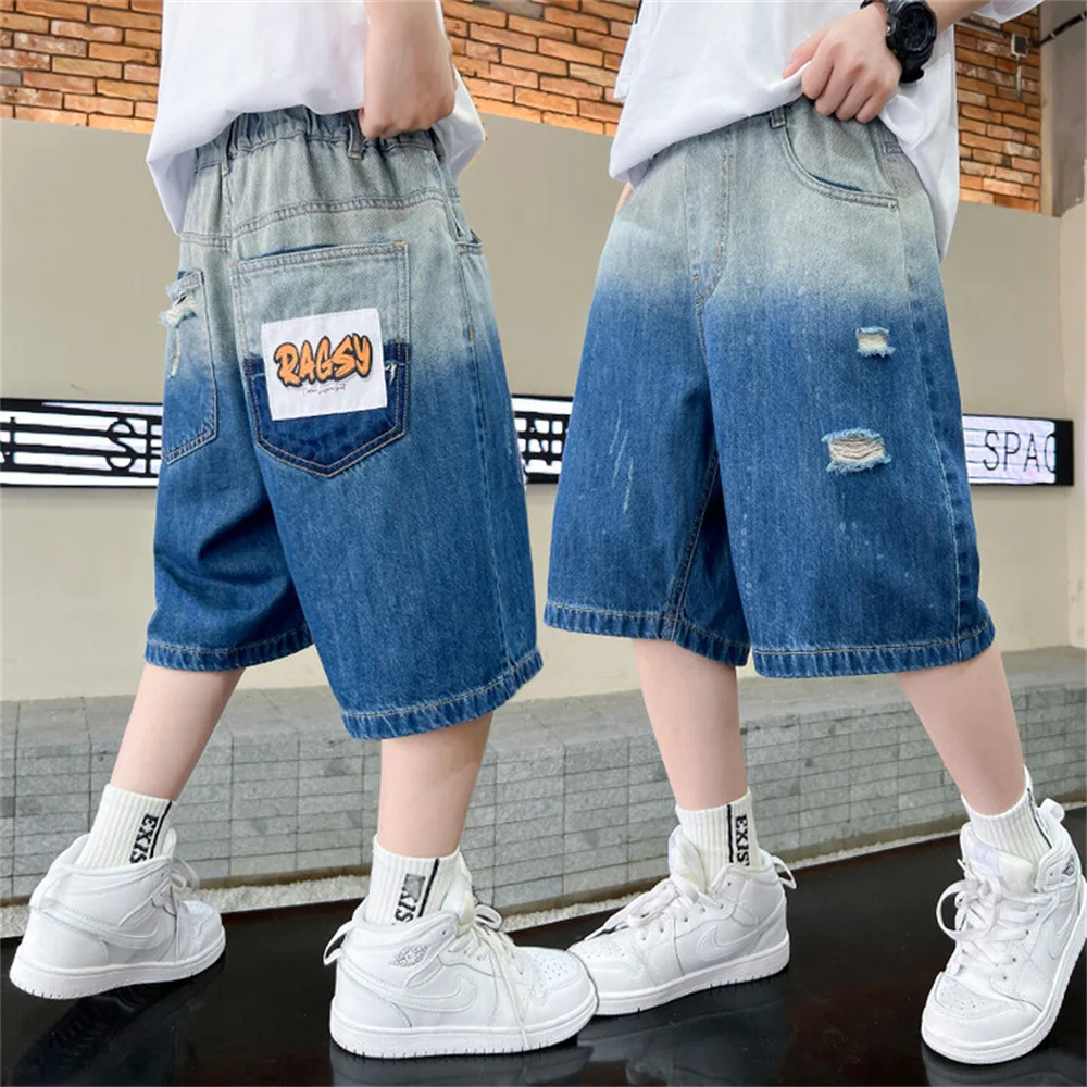 데님 반바지 소년 카프리, 어린이 루즈핏 캐주얼 바지, 어린이 청바지, 소년 데님 카프리, 91099 여름