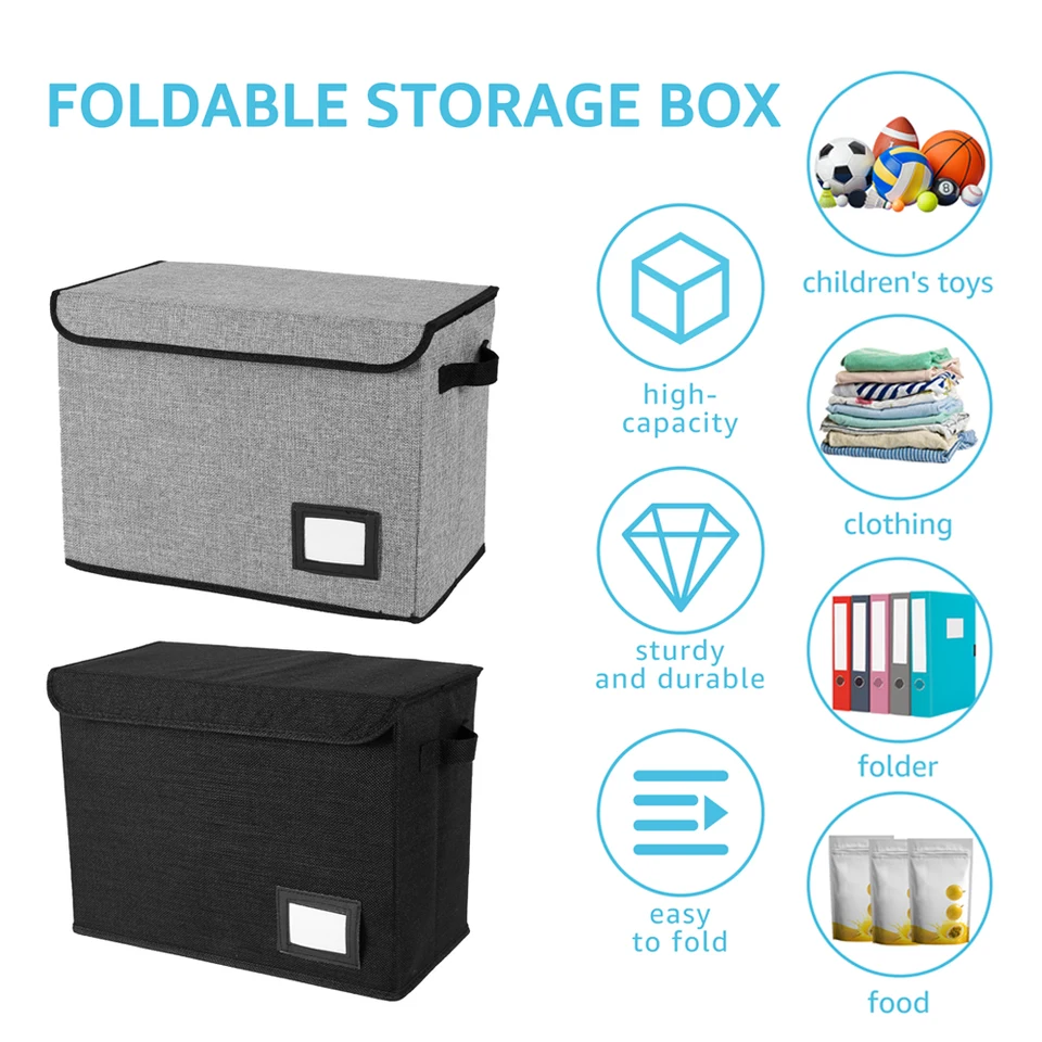 New Foldable Clothing Box Washable Comic Book Storage Bin With Handle Enclosed Lid Multipurpose Organizer For HomeOffice_voghion.com