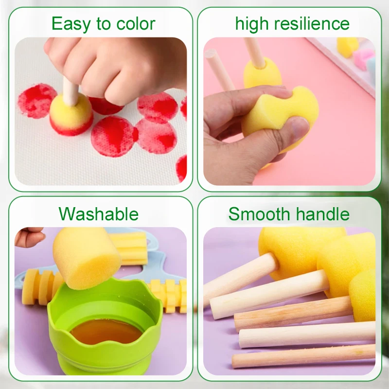 5 piezas de juguetes de dibujo y pintura para niños con forma de cabeza de hongo de esponja. Juguetes interactivos para padres e hijos que estimulan el cerebro. Suaves y fáciles de colorear._voghion.com