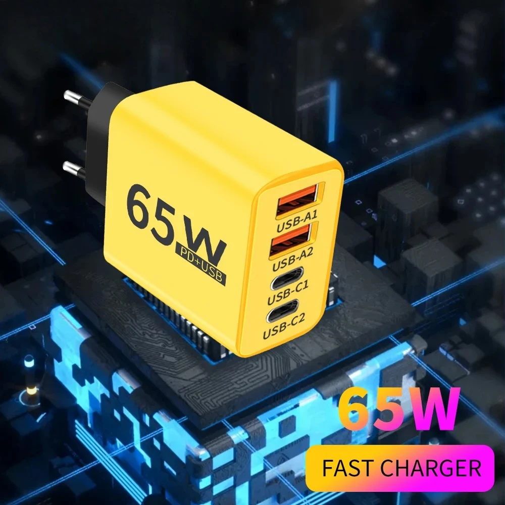 65W USB C Charger Fast Charge Type C PD Quick Charging Wall Adapter with USB To Type C Data Cables Adapter EU/US Plug Charger