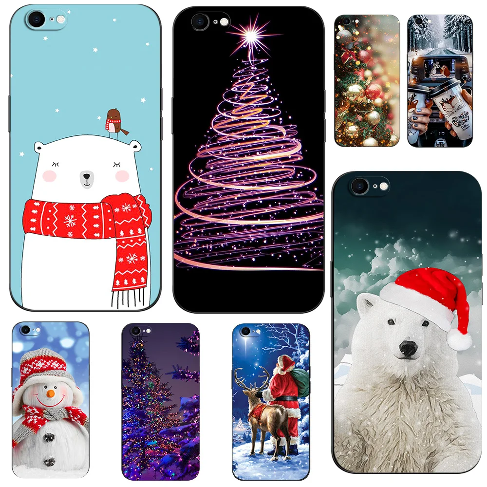 Per Iphone 5 S 5 S Se 2016 4.0 "Custodia Per Telefono Su Apple Iphone 6 S 6 S Plus Funda Bumper Custodia In Tpu Nero Buon Natale Neve