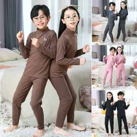 Children Thermal Sets Autumn Winter Boys Girls Thick Traceless Suits New Baby Warm Soft Sleep Wear Outfits 2-14 Years