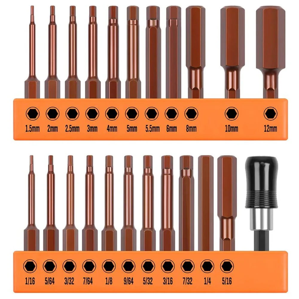 23pcs Wrench Drill Bit Hex Head Allen Wrench Drill Bit Set Metric Sae