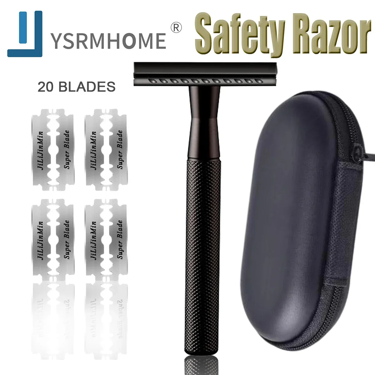 Safety-Razor-with-20-Blades-Classic-Double-Edge-Shaver-Manual-Shaving ...