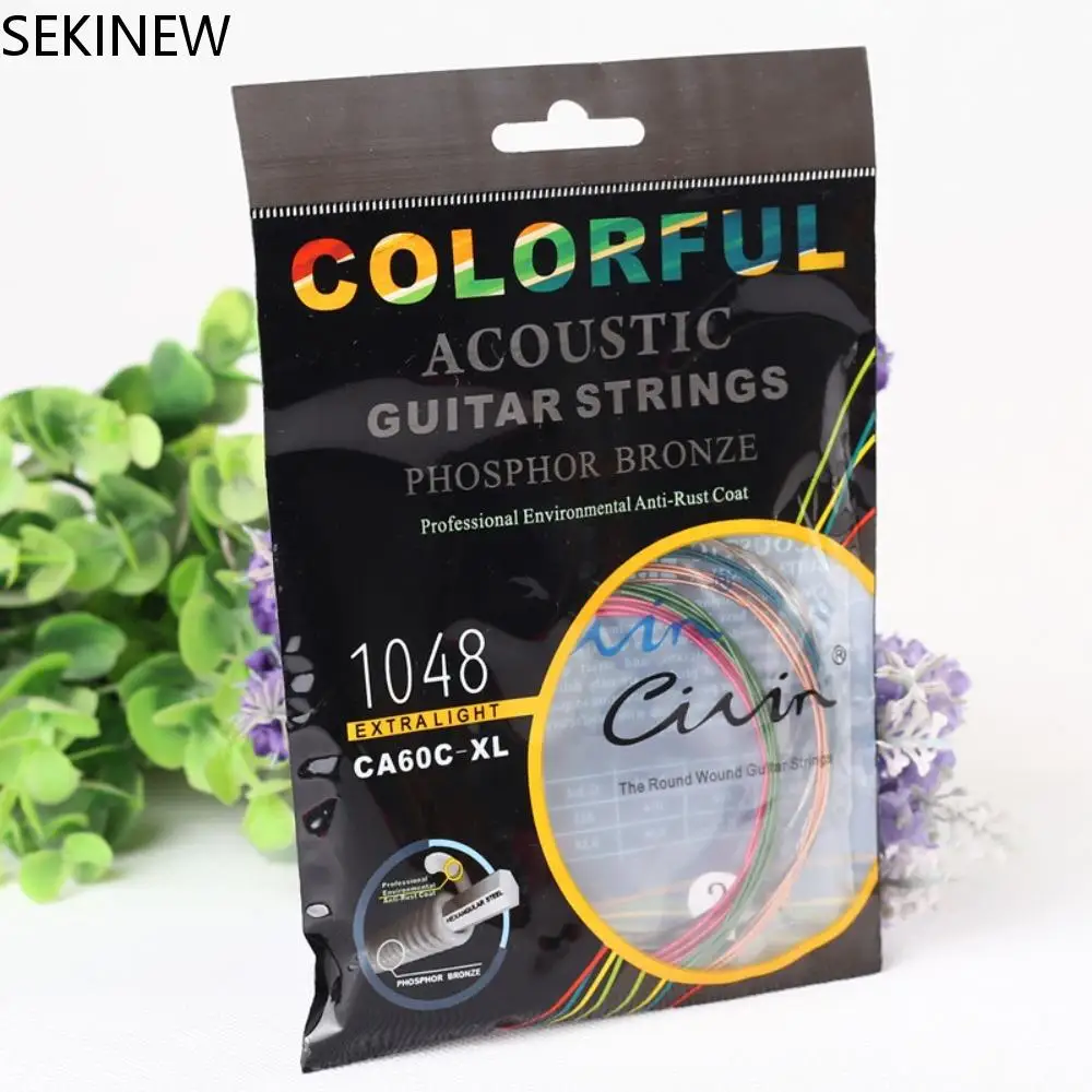 

6Pcs/Set Acoustic Guitar Strings Rainbow Colorful Guitar Strings for Acoustic Folk Guitar Classic Multi Color Guitar Parts