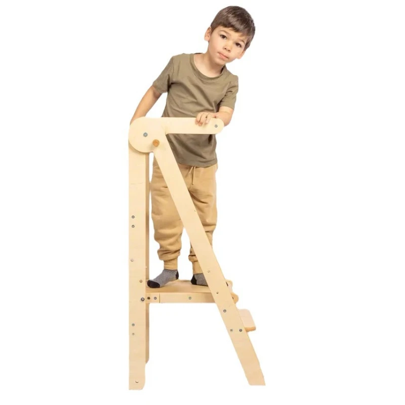 3-Height Children's Wooden Step Ladder, Montessori-Style Foldable Toilet Trainer, Solid Wood Anti-Slip Footstool Learning Tower