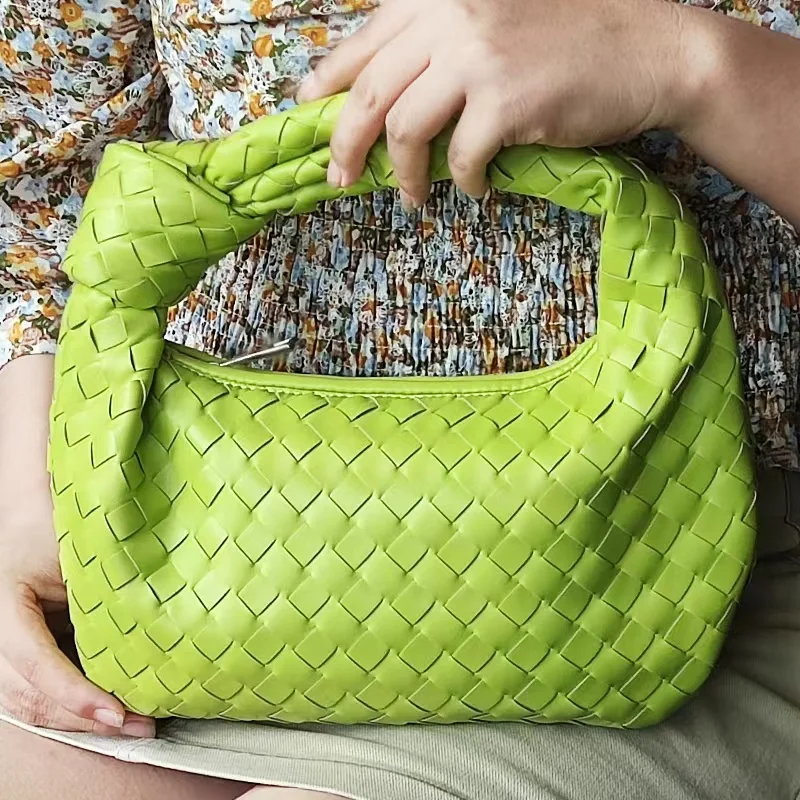 2022 Fashion Handmade Woven Bag Luxury Woven Leather Printed Shoulder Bag Lady Crossbody Hobo PU Knotted Handle Casual Handbag 