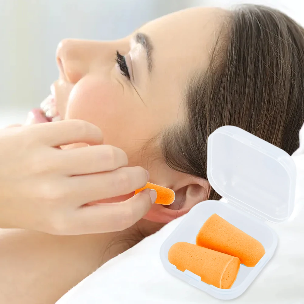 Reusable Soft Orange Earplugs for Sleeping Noise Reduction