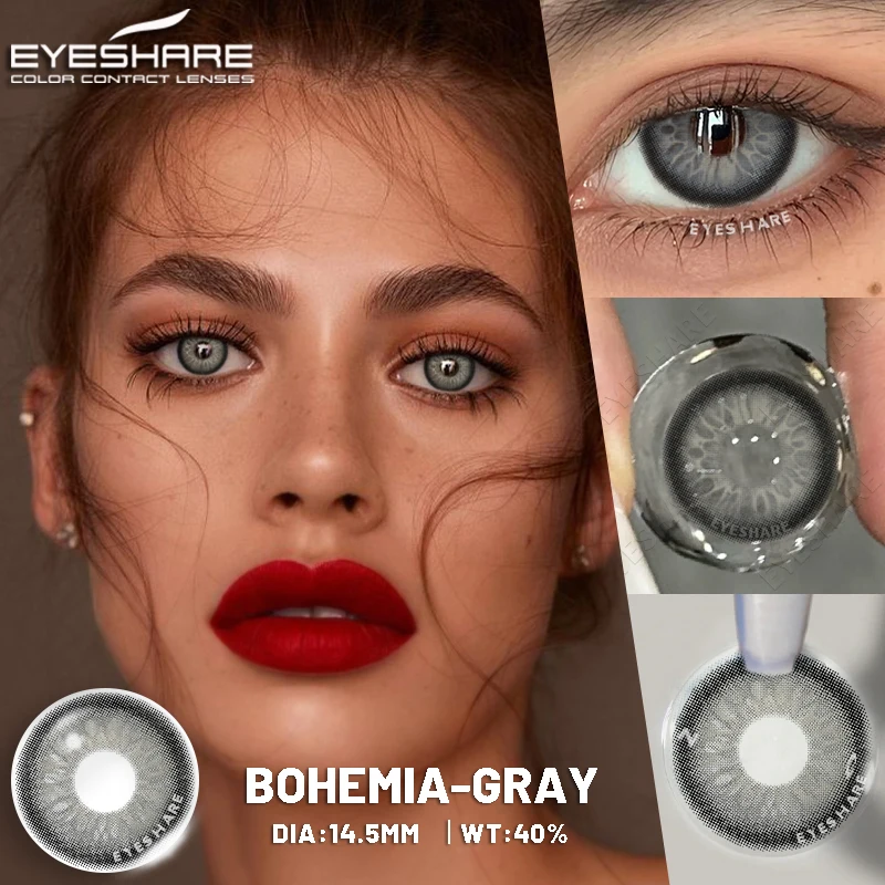 EYESHARE 1 Paar Farbige Kontaktlinsen für Augenfarbe, Natürliches Schwarz, Grau, Blau, Kosmetische Schönheitslinsen – Detail 28