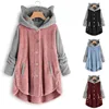 Cat Print Long Hoodies Sweatshirt Women Fleece Warm Button Pocket Pullovers Cat Ear Plus Size Hoodie Top Blouse Sweat Femme 1