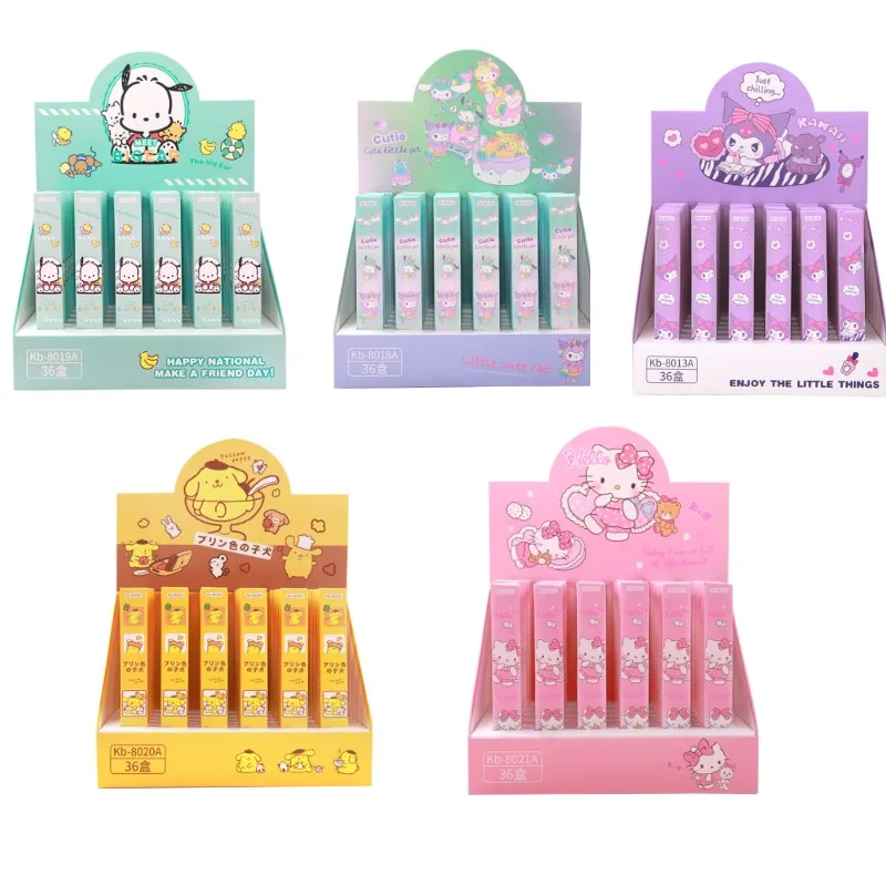 

36pcs Sanrio Neutral Pen Kawaii Hellokitty Kuromi Pompom Purin Roller Ball Pen Writeing School Pen Supplies Stationery Wholesale