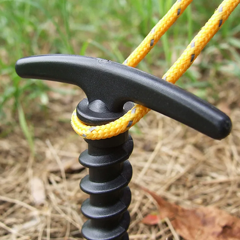 Lot De 20 Piquets De Tente En Plastique Jaune - 14.5 Cm - Pour Camping, Plage, Parasol - Spirale Avec Crochet - 3