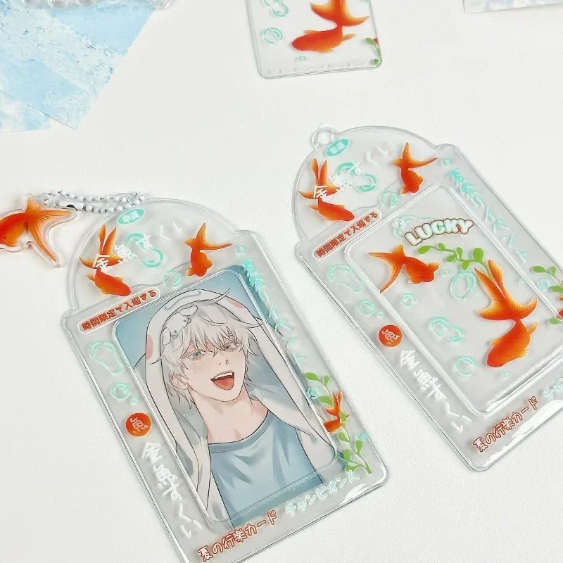 Goldfish 3" Card Sleeve Summer Aesthetic Transparent ID Holder Ins-Style Photocard Protector for K-Pop Cards Home Office Storage