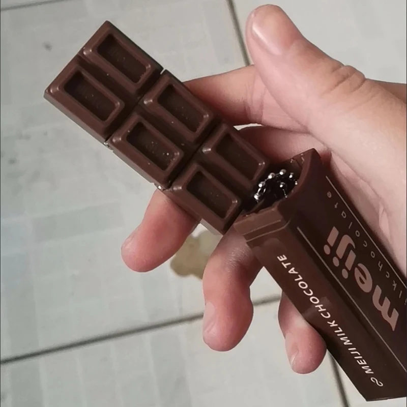 Hot Japanese Style Simulated Meiji Chocolate Fidget Toy Bendable Snap Stress Relief Keychain Pendant Creative Gift S Image 6
