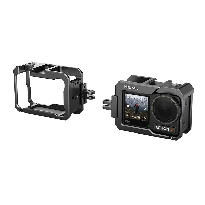 Câmera Metal Rabbit Cage Frame Dissipação por Calor Capa de Proteção Anticolisão Barra Lateral para Dji Action Osmo Action 3 - Image 2