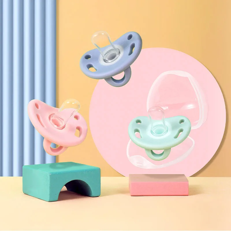 

1Pcs Baby Pacifier For Soothing Nighttime Sleep Flat Soft Breathable Design Baby Silicone Pacifiers For Baby Accessories Newborn