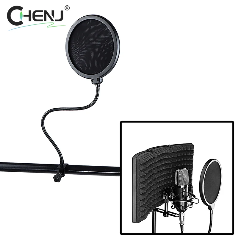 Scudo per microfono per accessori per la registrazione parlante Microfono da studio a doppio strato Filtro anti-pop Maschera flessibile per filtro audio per schermo antivento - immagine 5