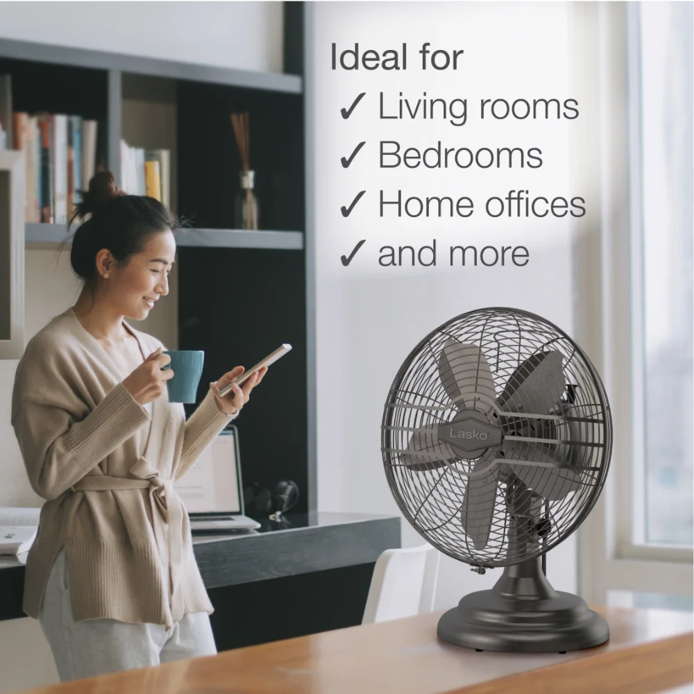 Lasko 12 3-Speed Oscillating Classic Metal Table Fan with Tilt-Back,  R12210, Bronze Mini Fan Portable Portable Fan desk fan - AliExpress