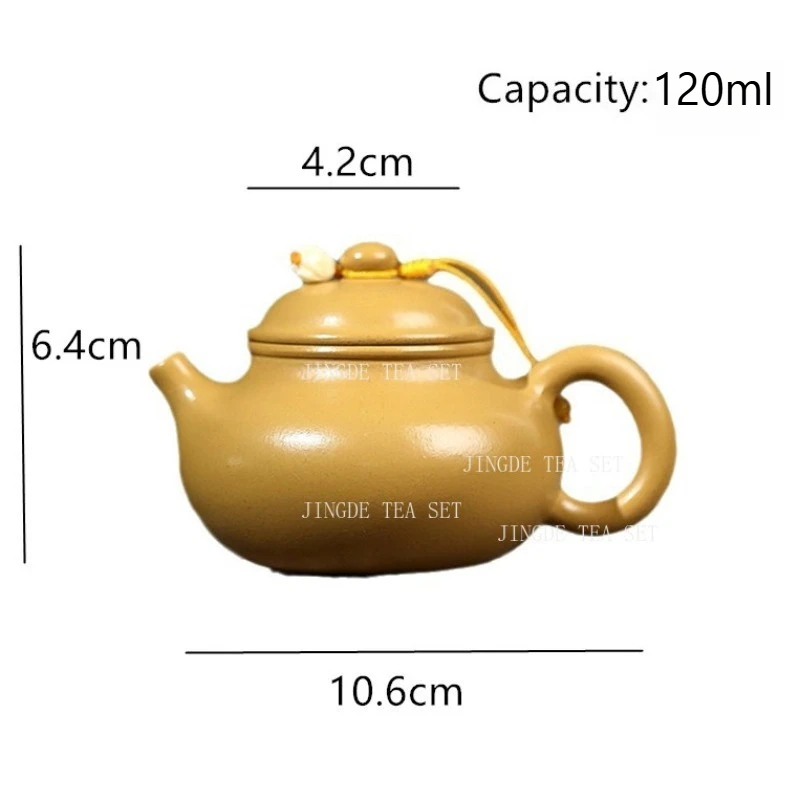 120ml Chinese Yixing Purple Clay Teapot Handmade Teapot Made of Gold and Vermilion Clay Household Teapot Tea Set Accessories