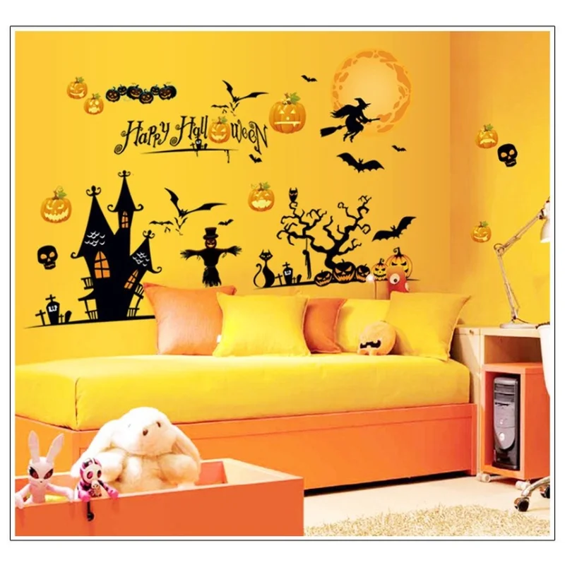 

Halloween Christmas Wall Stickers Living Room Bedroom Glass Window Background Decoration Removable Wall Stickers