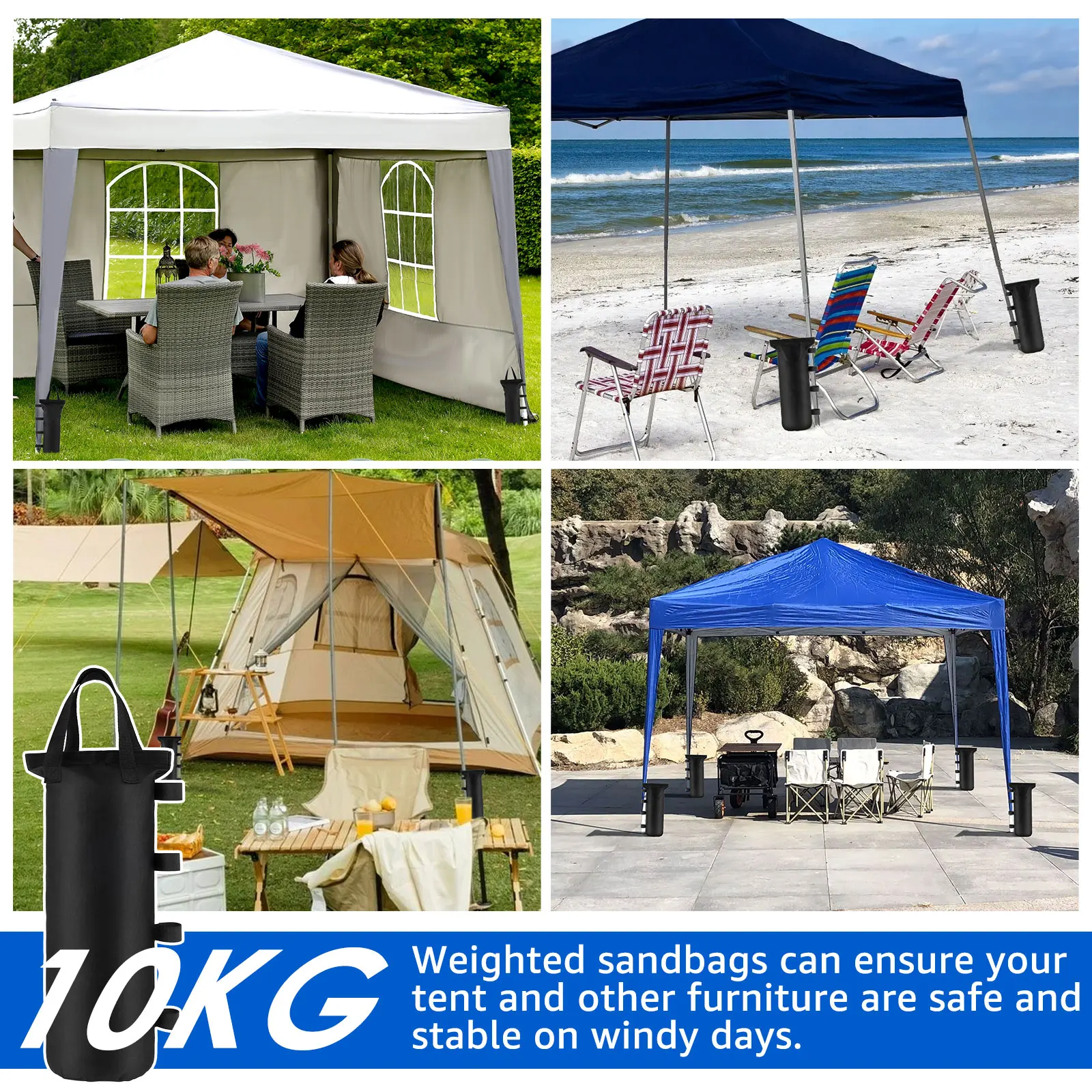 4Pcs Canopy Weight Bag Oxford Cloth Empty Weighting Sand Bag with Handle Reusable Canopy Tent Leg Sandbag for Filling Sand Stone