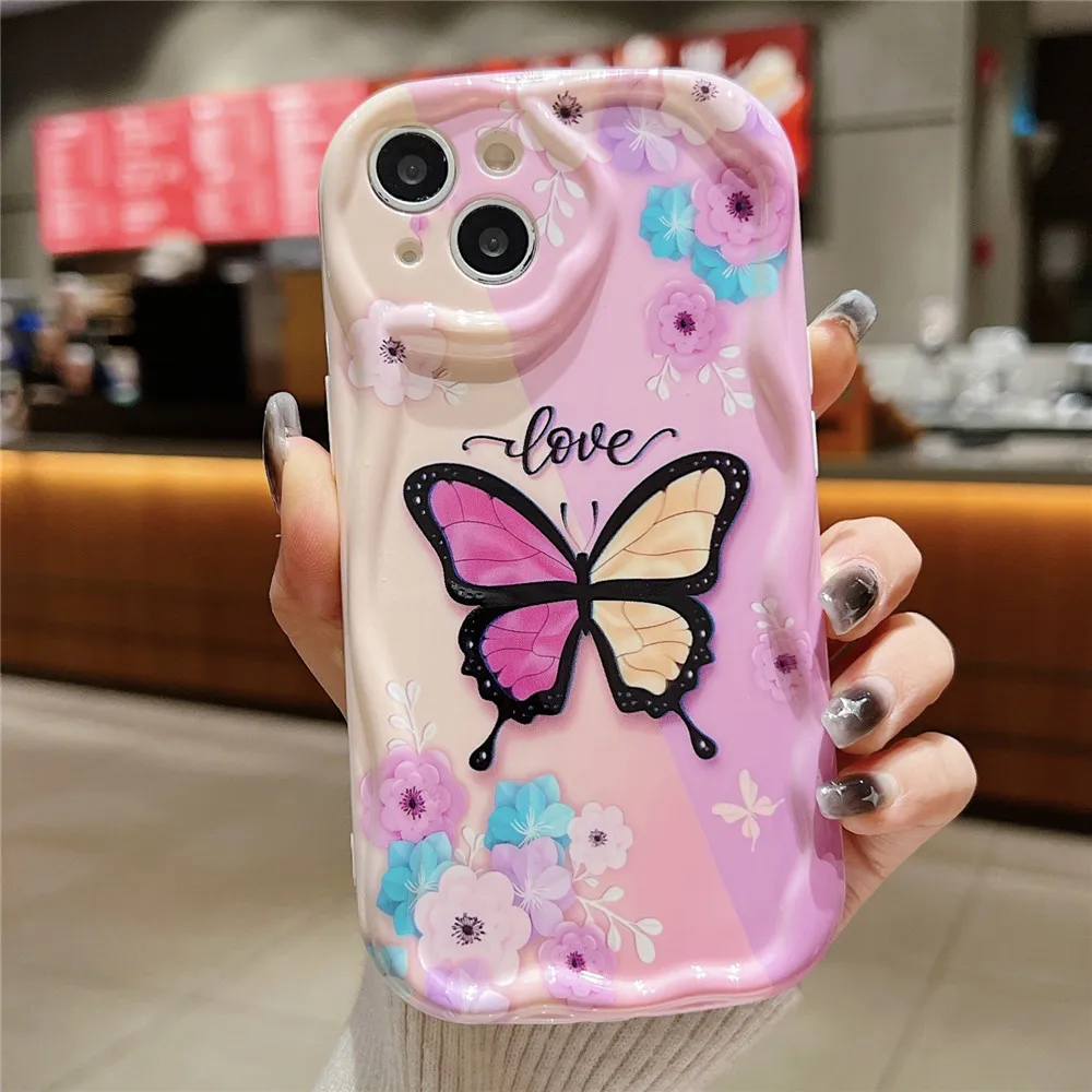 Gradient Butterfly Soft Case with Wavy Edges