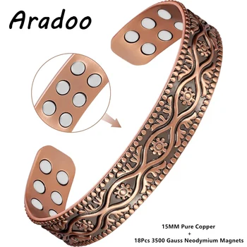 ARADOO Evil Eye & Arabesque Bracciale in rame puro Bracciale rigido Gioielli Regali