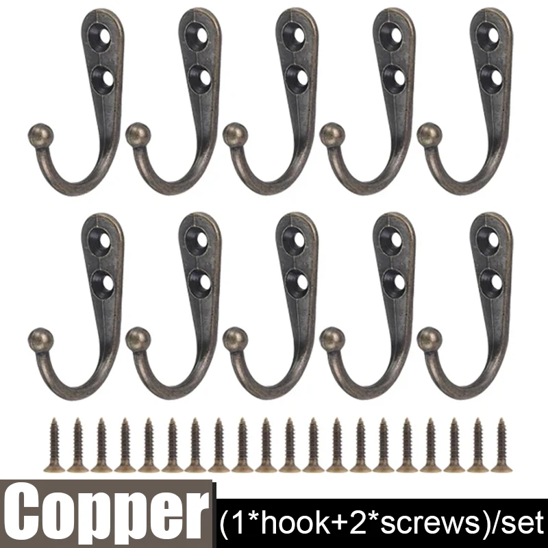Alloy Wall Mounted Hooks with Screws for Versatile Home Organization and Storage