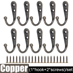 Alloy Wall Mounted Hooks with Screws for Versatile Home Organization and Storage (Copper)