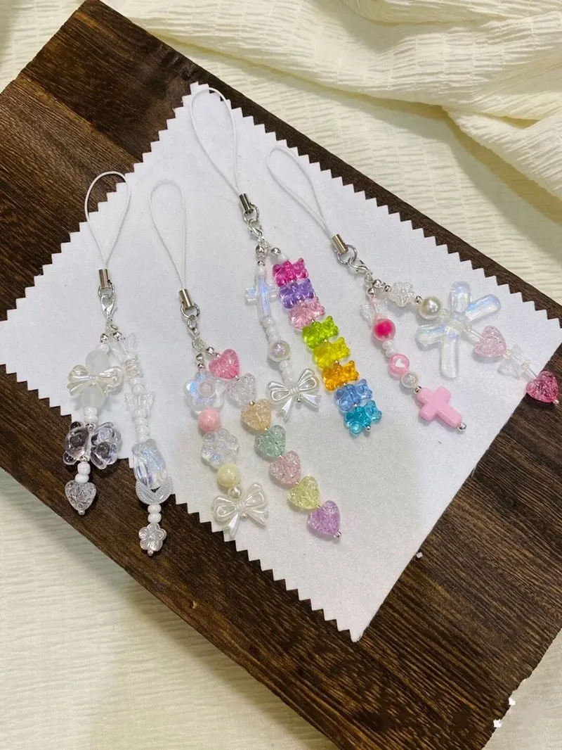 Cute Phone Case Chain Beads Handmade Phone Charm Strap Phone Charm