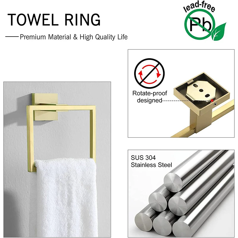Brushed Gold Hardware Set Bathroom Shelf Towel Bar Rack Robe Hook Toilet Paper Roll Holder Black Bathroom Accessories Sets 4 Pcs bathroom accessories set