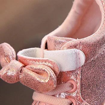 Girls Shoes Spring & Autumn  Toddler Children Baby Casual Shoes Sequins Bowknot Crystal Run Sport Sneakers Shoes For Girls 5