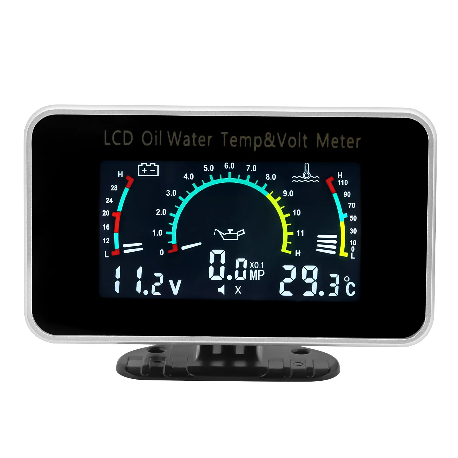 12V/24V Universal 3 in 1 LCD Car Gauge Oil Pressure Gauge Voltage gauge Water Te