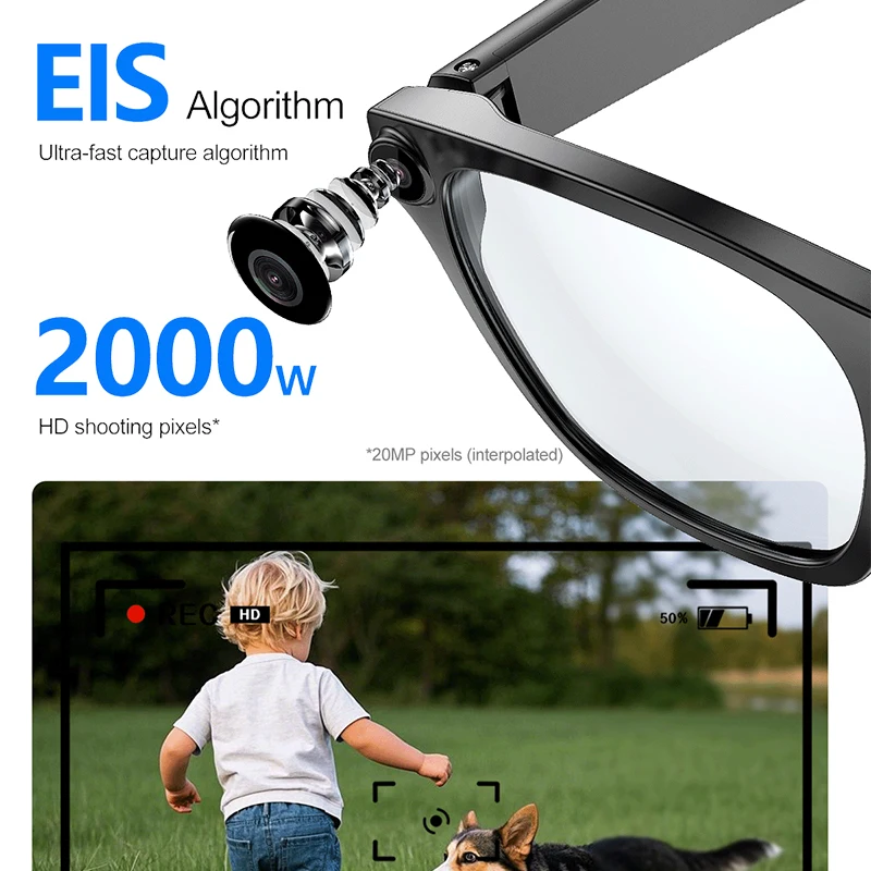 LIGE AI Smart Glasses 5MP Camera Video Recording Translation Sunglasses Voice Control Bluetooth Call Music Play Men Women 2025