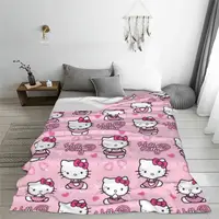 Fluffy Baby Blanket Hello Kitty Sofa Camp Nap Bedspread Cozy Flannel Blanket Bedroom Decor 6