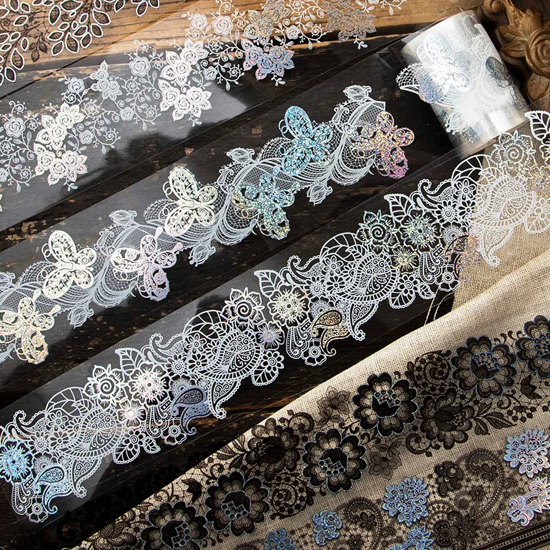 

Reza Dream Series Masking Washi Tape Retro Flower Butterfly Black White Decorative Adhesive Material Sticker Label Scrapbooking
