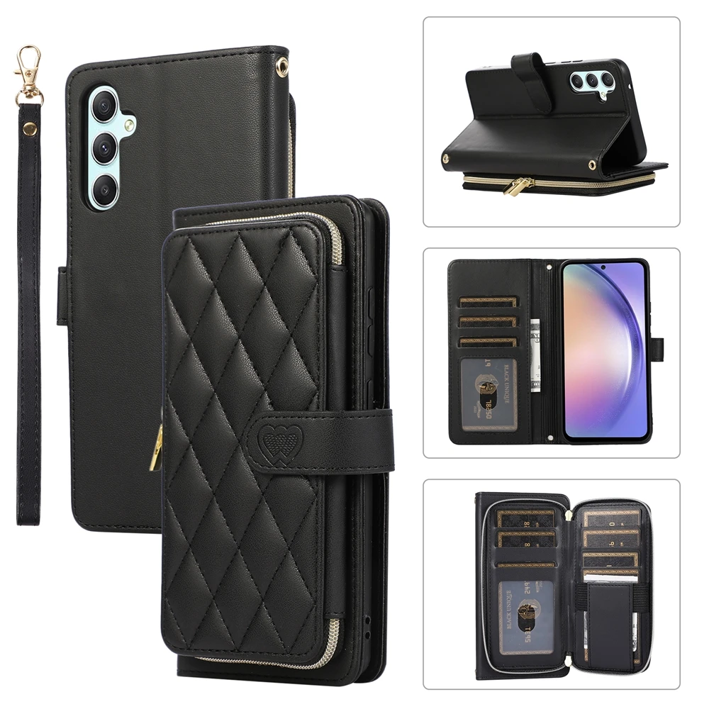 Crossbody Leather Wallet Phone Case with Strap