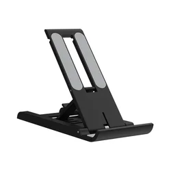 Foldable Portable Desktop Phone and Tablet Stand, Adjustable Lazy Bracket (Black)
