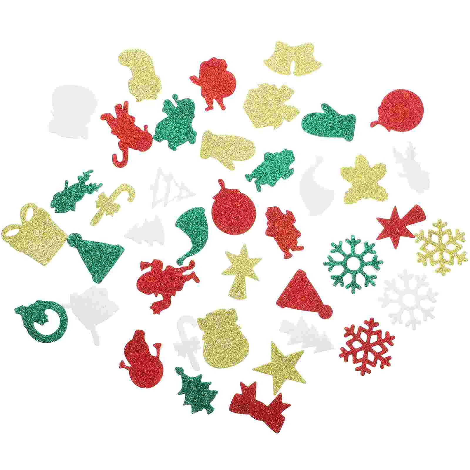 

50Pcs Christmas Foam Stickers Adhesive Xmas Stickers Glitter Christmas Stickers Festival Sticker Decors