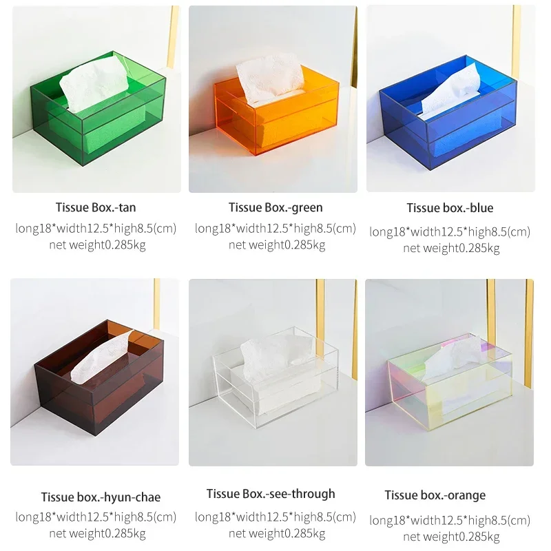 Modern Acrylic Tissue Box Holder Napkin Dispenser Wipe Case Kitchen Storage Box Desktop Organizer Home Living Room Decoration 6