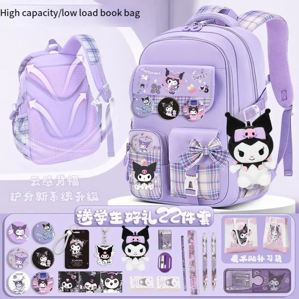 Sanrio Cinnamoroll Schoolbag Cartoon Kuromi Bag Burden Reduction Lightweight High Capacity Children Backpack School Supplies 2