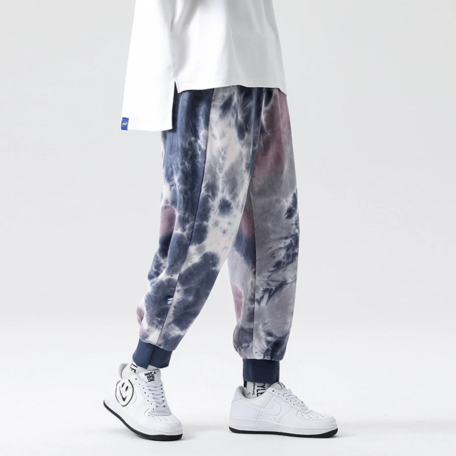 Tie Dyed Joggers Men Hip Hop Streetwear Sweatpants Tie-dye Pants Men Harajuku Trousers Elastic Waist