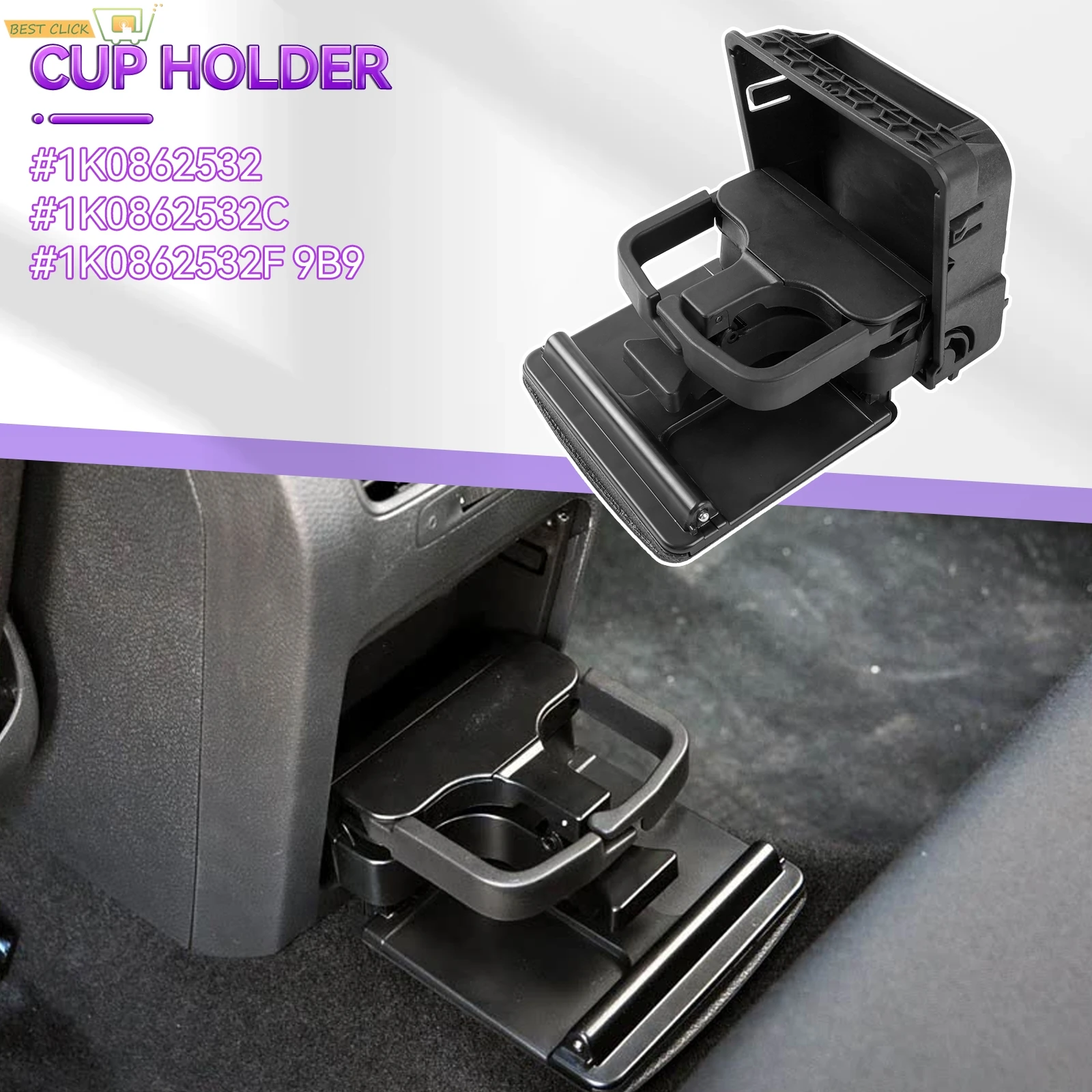 Portabicchieri Auto Per Bracciolo Posteriore: Compatibile VW Golf MK5 MK6, EOS, Rabbit (1K0862532)