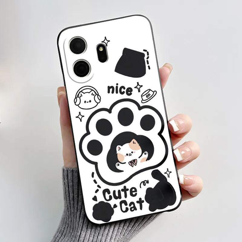 Aesthetic Cute Cat Cartoon Shockproof Silicone TPU Back Cover